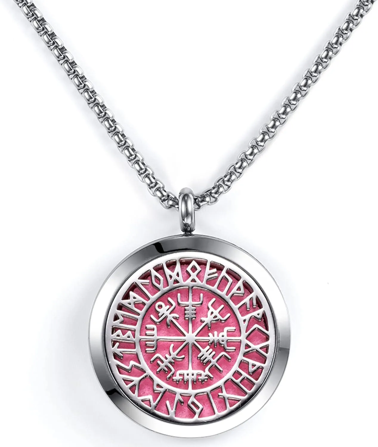 Norse Vikings Amulet Essential Oil Diffuser Necklace - Stainless Steel Locket- Best for Aromatherapy-Perfume, Fragrance, Scent Diffusers for Women