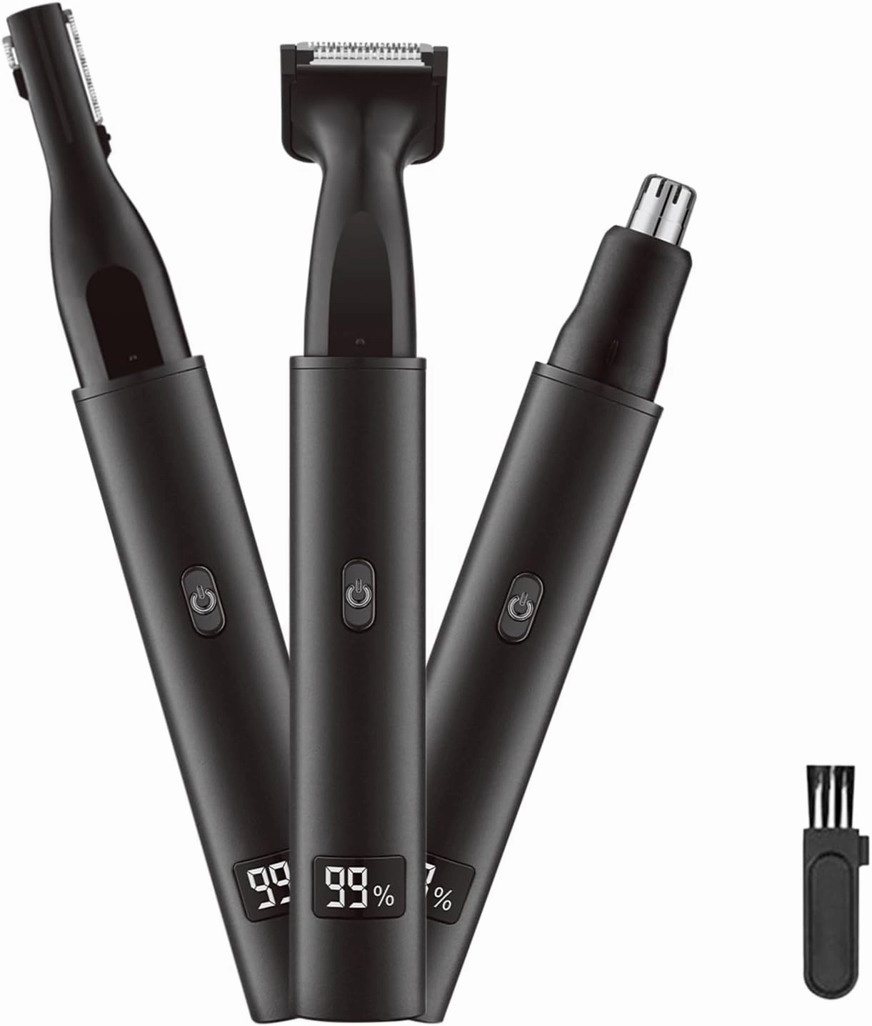 Nose and Ear Hair Trimmer for Men - Rechargeable Eyebrow Face Shaver - Nasal Hair Clippers 3 in 1 Painless Eye Brow Facial Hair Beard Razor for Sideburns Dual-edge Blades 6500 RPM Easy Cleansing