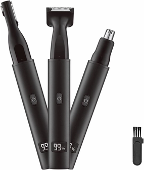 Nose and Ear Hair Trimmer for Men - Rechargeable Eyebrow Face Shaver - Nasal Hair Clippers 3 in 1 Painless Eye Brow Facial Hair Beard Razor for Sideburns Dual-edge Blades 6500 RPM Easy Cleansing