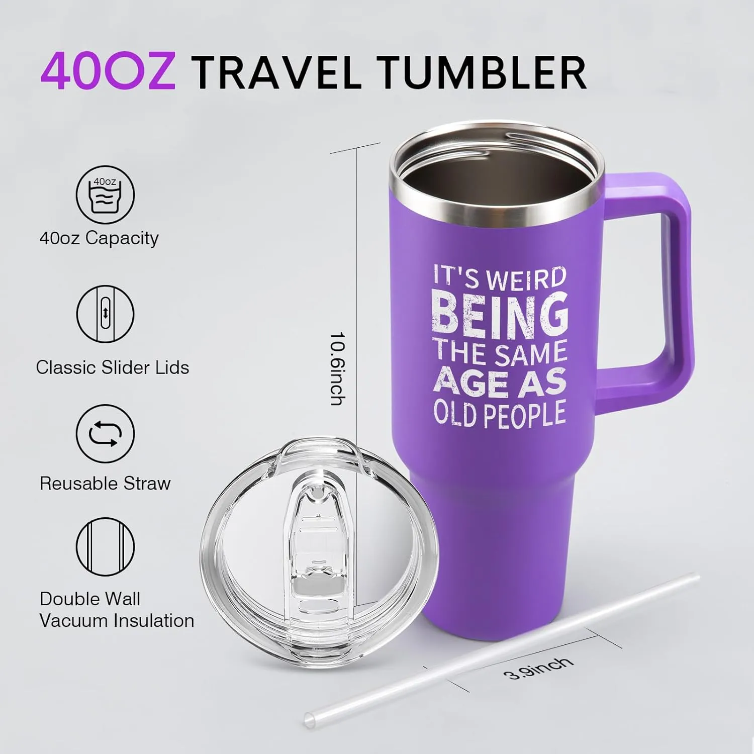 NOWWISH Gifts for Women, 40 oz Tumbler, Funny Birthday Gifts for Her, Wife, Mom, Grandma, Best Friend - Purple