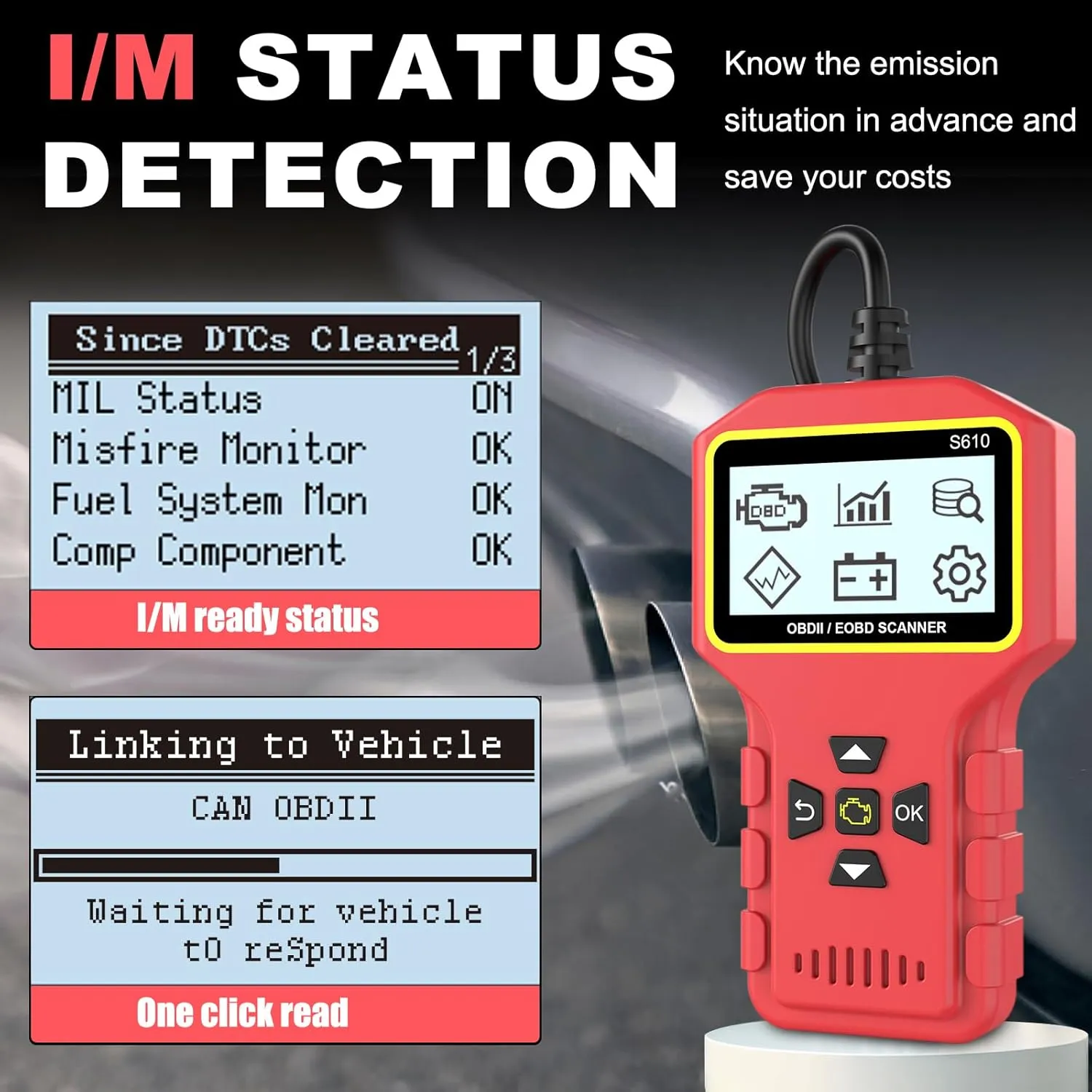 OBD2-Scanner-Diagnostic-Tool, Universal Edition Check Engine Fault Car Code Reader with Read Clear/Erase Fault Codes OBDII/EOBD/CAN Scan Tool for All OBD2 Vehicles Since 1996