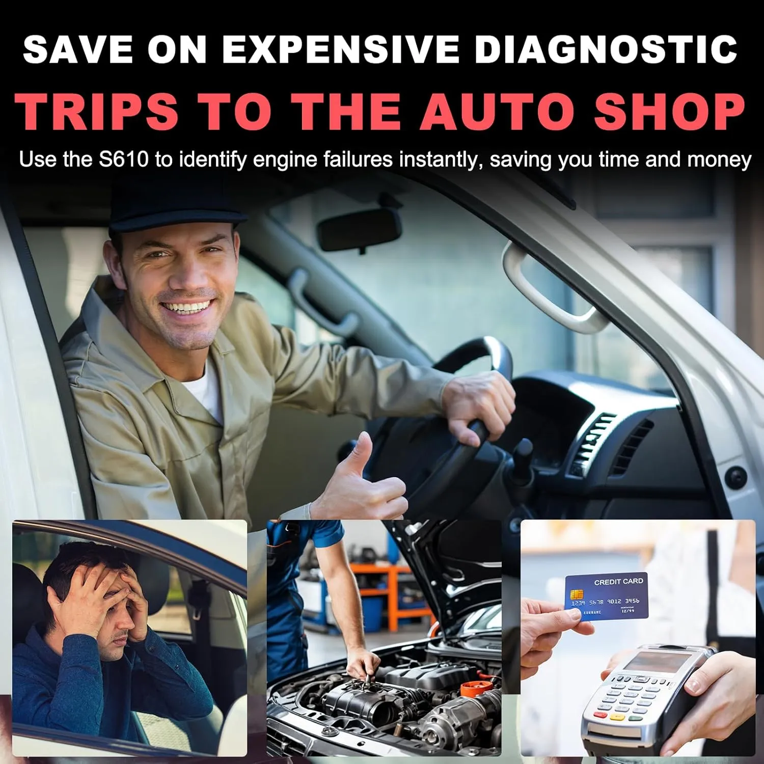 OBD2-Scanner-Diagnostic-Tool, Universal Edition Check Engine Fault Car Code Reader with Read Clear/Erase Fault Codes OBDII/EOBD/CAN Scan Tool for All OBD2 Vehicles Since 1996