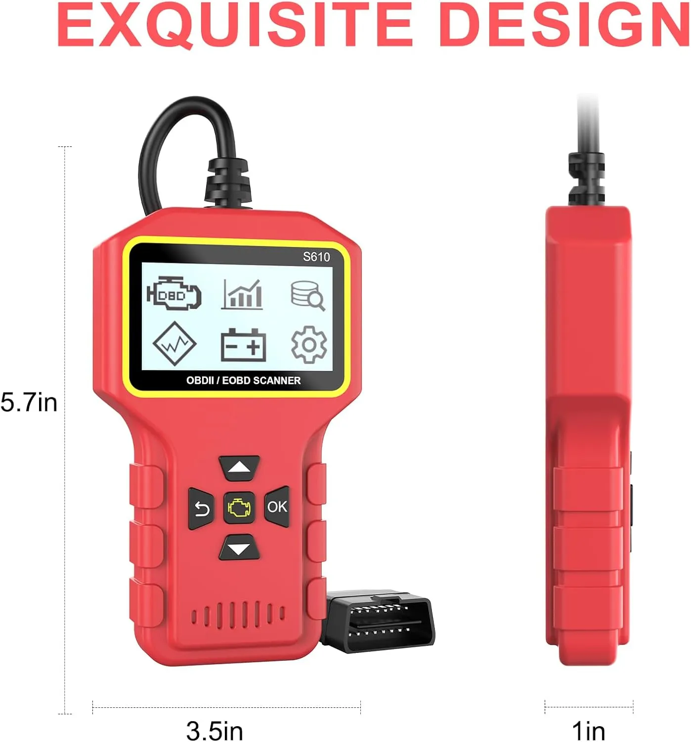 OBD2-Scanner-Diagnostic-Tool, Universal Edition Check Engine Fault Car Code Reader with Read Clear/Erase Fault Codes OBDII/EOBD/CAN Scan Tool for All OBD2 Vehicles Since 1996