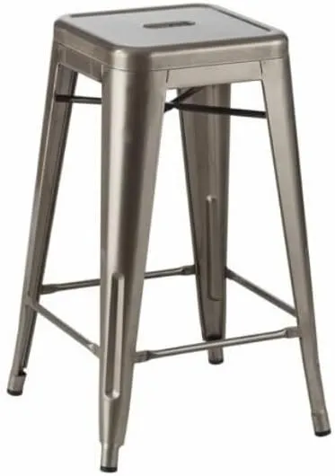 OCC Tolix Style Backless Metal Industrial Stacking Counter Height Stool Gunmetal