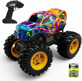 Octopus Monster Truck RC Car for Boys Age 4-8, 1:16 Scale Rechargeable Remote Control Car with LED Lights, Off-Road Vehicle Toy Birthday for 5 6 7 Year Old boy