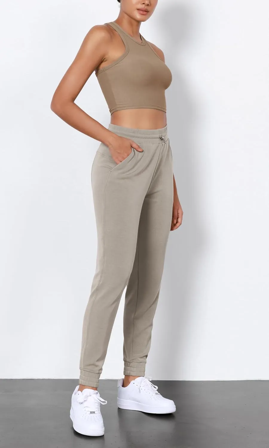 ODODOS Women's Modal Soft Jogger Pants with Pockets Adjustable Shockcord High Waist Sweatpants Casual Lounge Pants