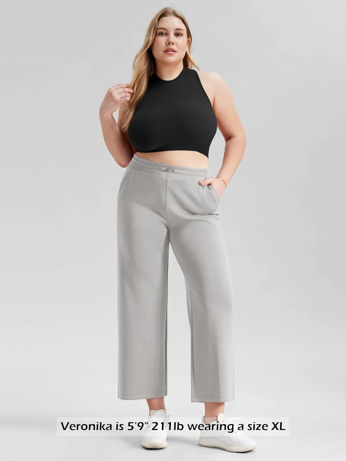 ODODOS Women's Modal Soft Wide Leg Pants with Pockets Adjustable Shockcord High Waist Casual Lounge Pants-27/29/31" Inseam