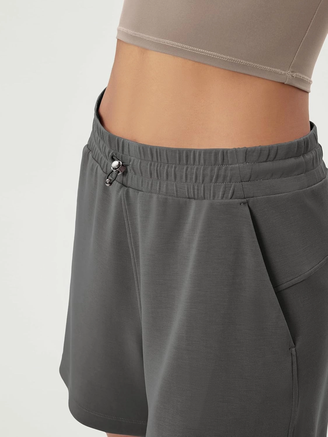 ODODOS Modal Soft Relaxed Shorts for Women Adjustable Shockcord High Waist Casual Shorts with Pockets