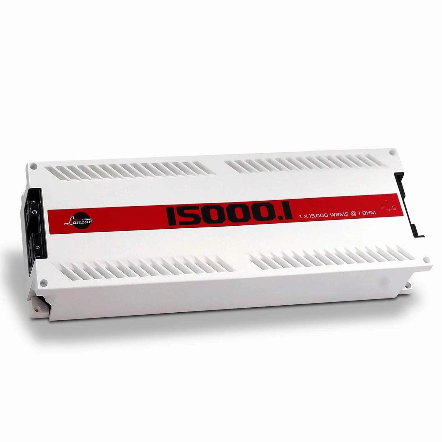One Channel Car Audio Mono Amplifier, 1500 Watt Max @ 1 Ohm High-Powered Mono Car Amplifier with Subsonic Filter, Cooling Fans, White