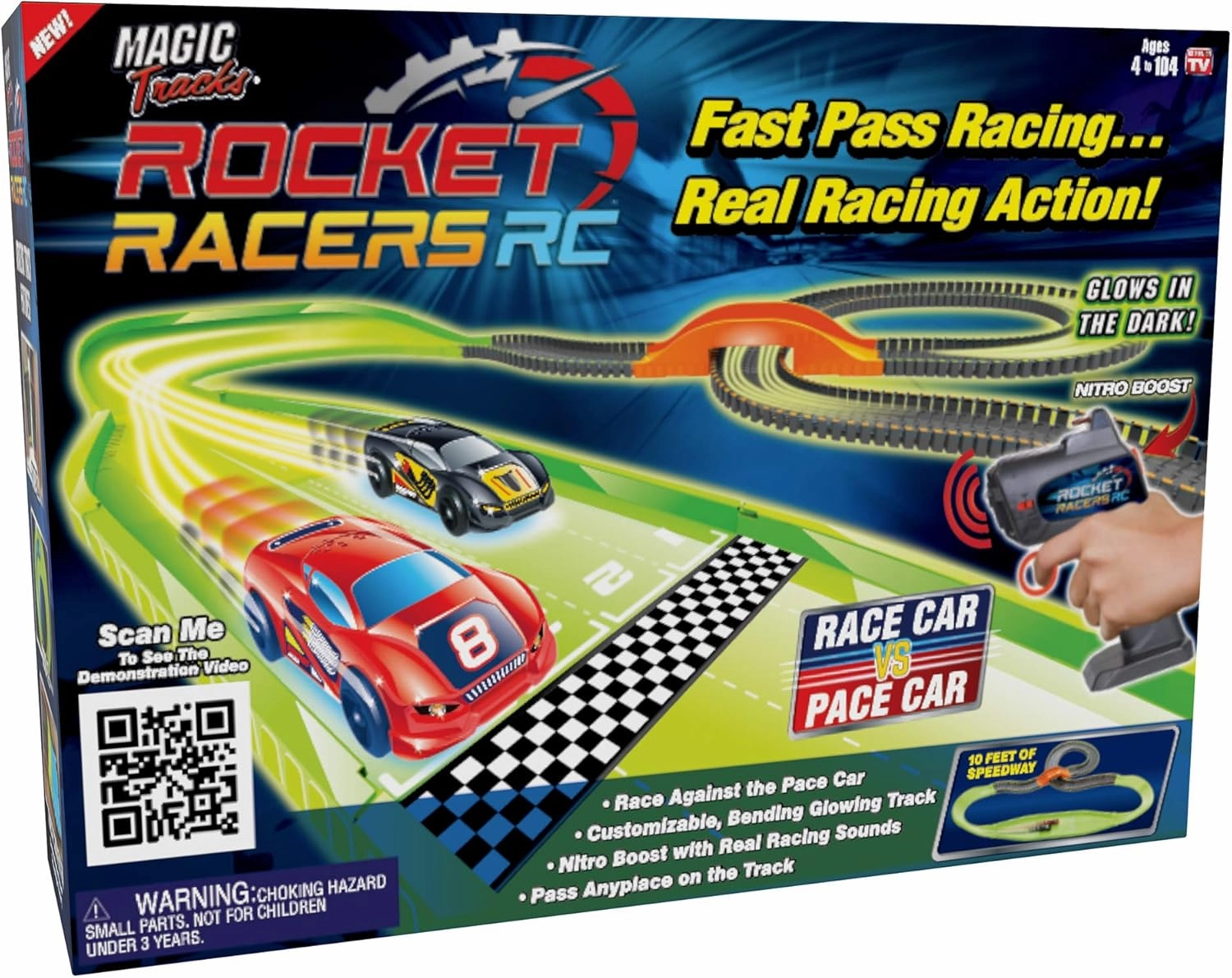 Ontel Magic Tracks Rocket Racers Remote Controlled Race Car vs Pace Car Track Set (MTRR-MC4/2)