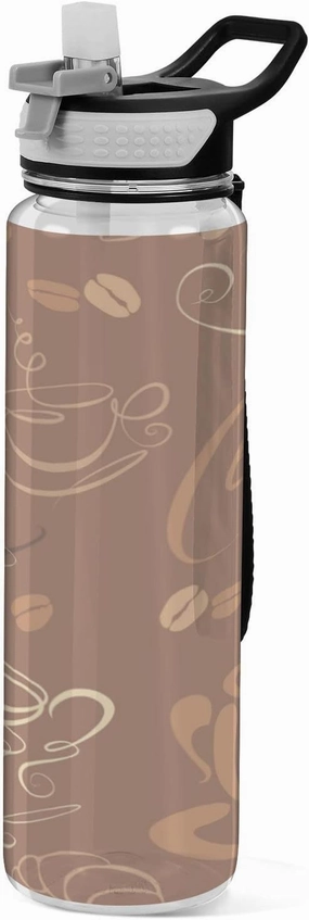 Oyihfvs Brown Coffee Cups Beans for Cafe or Restaurant Transparent Sports Water Bottle 32 Oz, with Straw Lid Leakproof Reusable Water Bottle, Water Bottle for Fitness Gym Outdoor