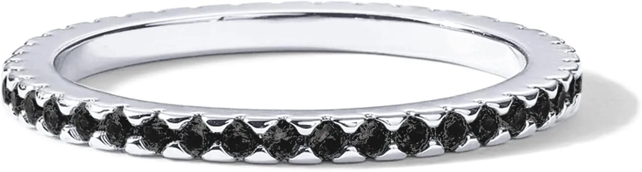 PAVOI 14K Gold Plated Sterling Silver Colored CZ Stones Stackable Ring | Simulated Diamond Eternity Bands for Women