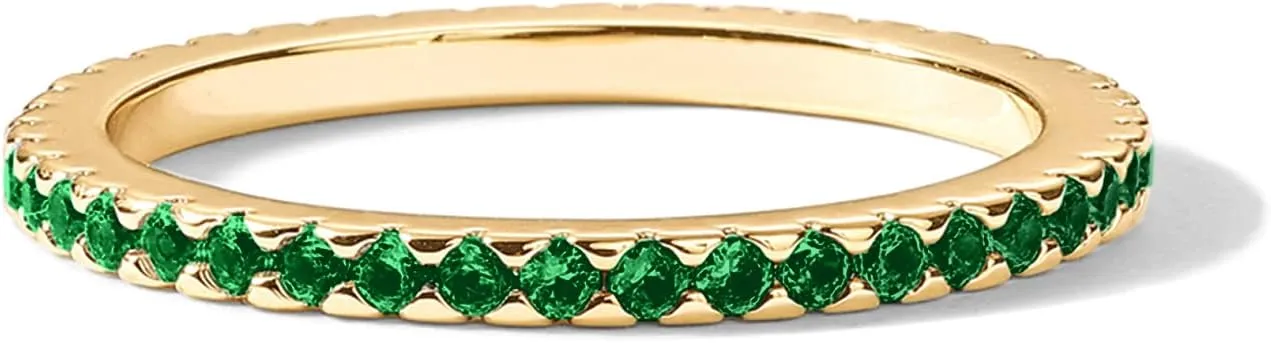 PAVOI 14K Gold Plated Sterling Silver Colored CZ Stones Stackable Ring | Simulated Diamond Eternity Bands for Women