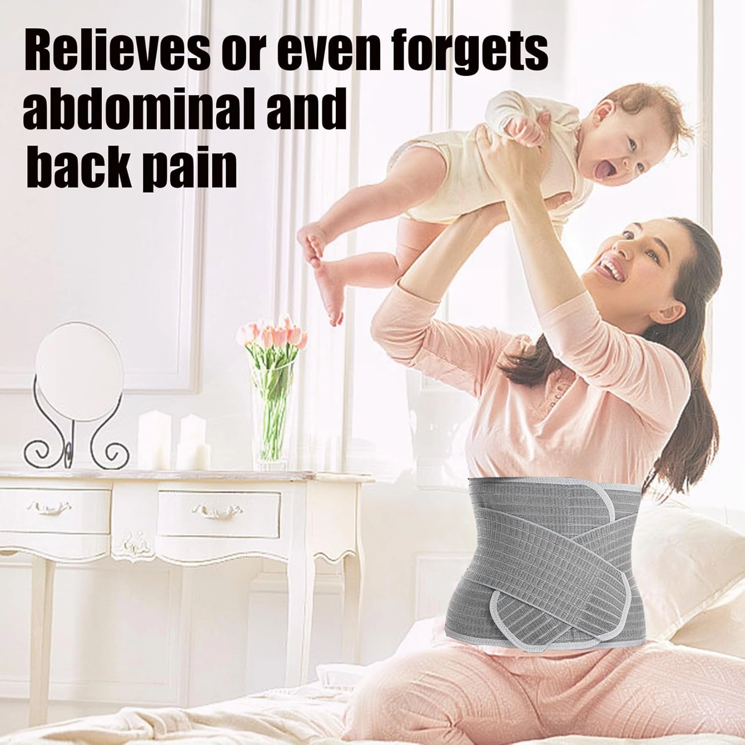 PHOSHO Postpartum Belly Band Wrap - Post C Section Belly Binder After Abdominal Surgery Recovery Plus Size, Gifts Mother Day