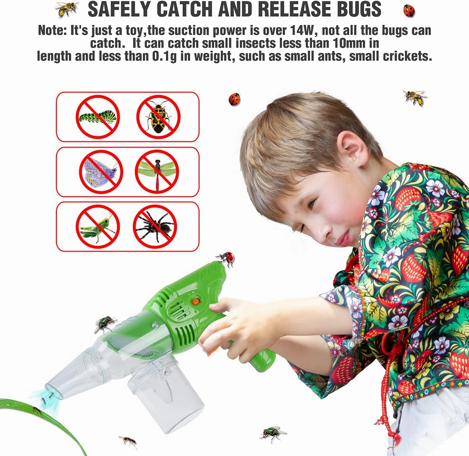 PLAY Bug Vacuum for Kids,Bug Catcher kit for Kids,Eco-Friendly Bug Suction Toy Vacuum with Magnifying Glass Viewing Chamber, for Boys Age 4 