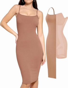 Popilush Summer Midi Dresses for Women Cocktail Shapewear Dress Adjustable Straps Party Club Going Out Bodycon Dress