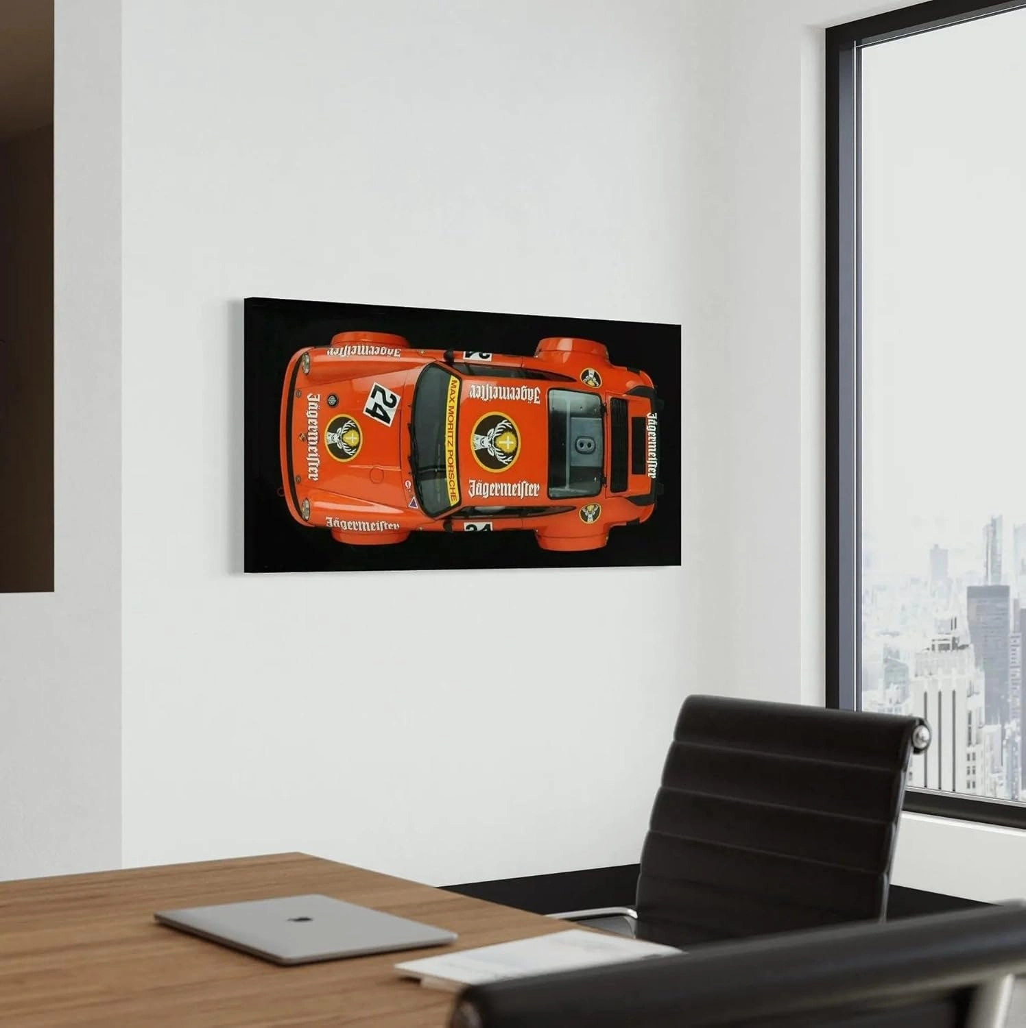 Porsche 911 Jägermeister Canvas Wall Art | Racing-Inspired Sports Car Poster Print | Classic Automotive Decor for Garage, Office, or Man Cave