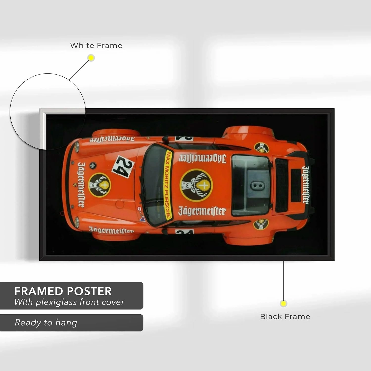 Porsche 911 Jägermeister Canvas Wall Art | Racing-Inspired Sports Car Poster Print | Classic Automotive Decor for Garage, Office, or Man Cave