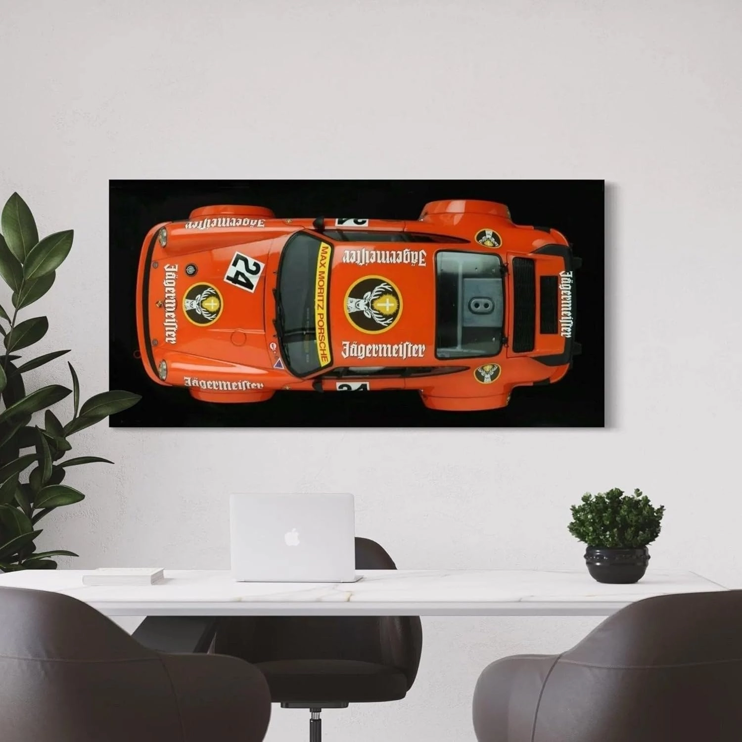 Porsche 911 Jägermeister Canvas Wall Art | Racing-Inspired Sports Car Poster Print | Classic Automotive Decor for Garage, Office, or Man Cave