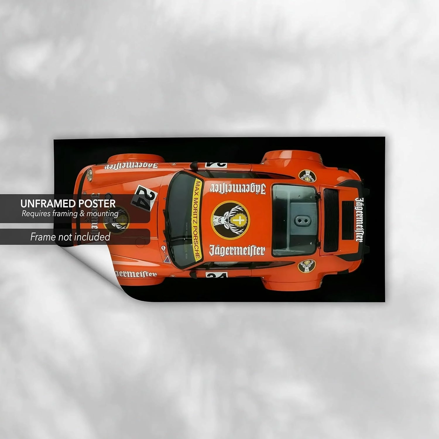 Porsche 911 Jägermeister Canvas Wall Art | Racing-Inspired Sports Car Poster Print | Classic Automotive Decor for Garage, Office, or Man Cave