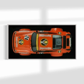 Porsche 911 Jägermeister Canvas Wall Art | Racing-Inspired Sports Car Poster Print | Classic Automotive Decor for Garage, Office, or Man Cave