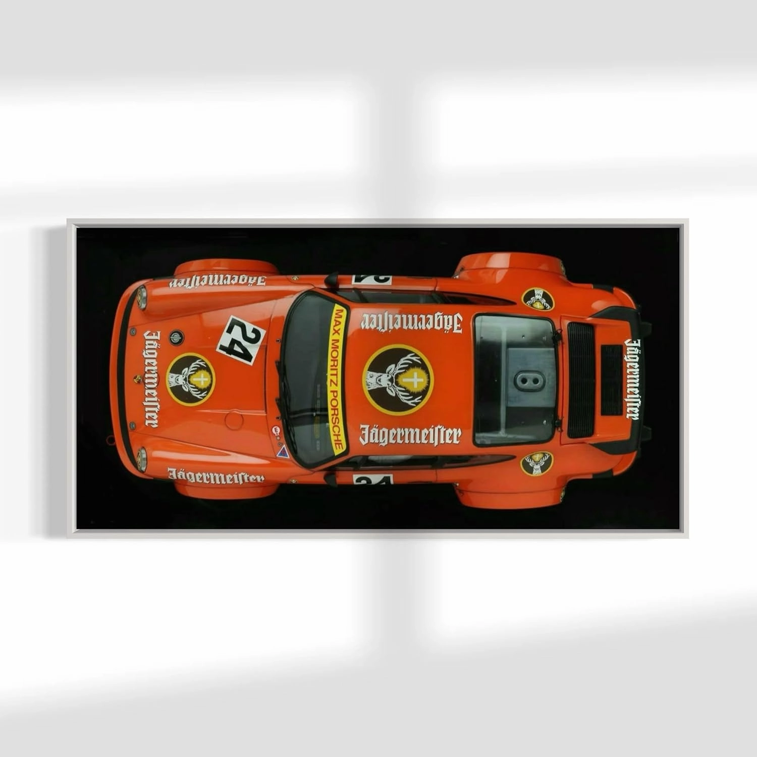 Porsche 911 Jägermeister Canvas Wall Art | Racing-Inspired Sports Car Poster Print | Classic Automotive Decor for Garage, Office, or Man Cave