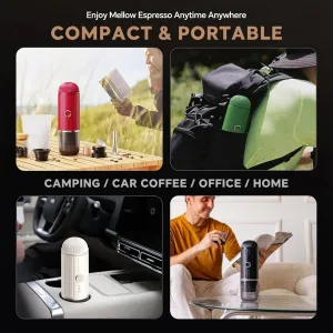 Portable Espresso Machine with 3-4 Min Self-heating, 12V Rechargeable Electric Coffee Machine 19 Bar Compatible with NS Capsules and Ground Coffee for Car Camping Travelling
