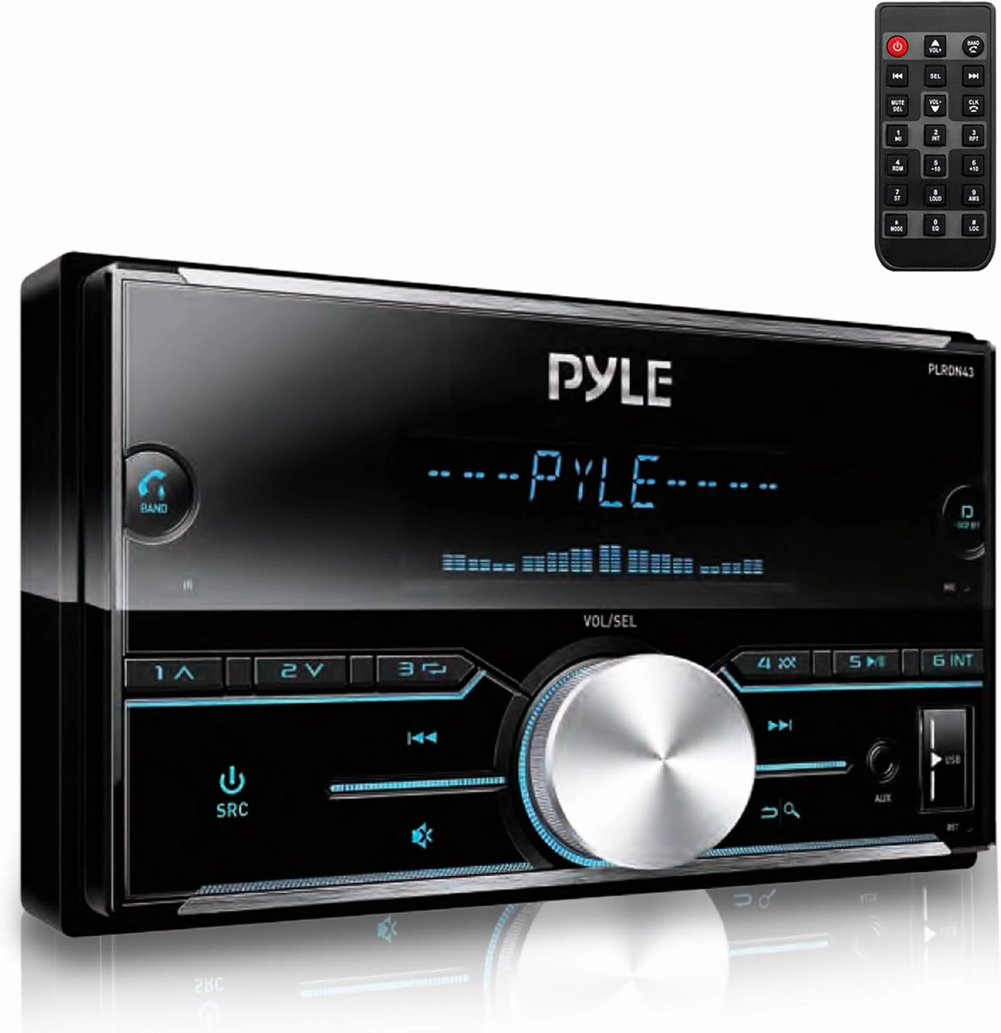 Pyle DSP Stereo Receiver Power Amplifier, Bluetooth Compatible, 300 Watt Vehicle Head Unit, 2/3 Way Crossover, 25-Band EQ, SWC Jack, AM/FM/MP3/USB/AUX, Double DIN, 30 Preset Stations, LCD Display