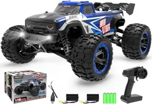 RACENT 1:16 RC Truck 4x4 Hobby RC Car 40KPH High Speed Remote Control Truck for Kids Adults, Off-Road Monster Truck with 2.4Ghz Radio Control, 2 Batteries