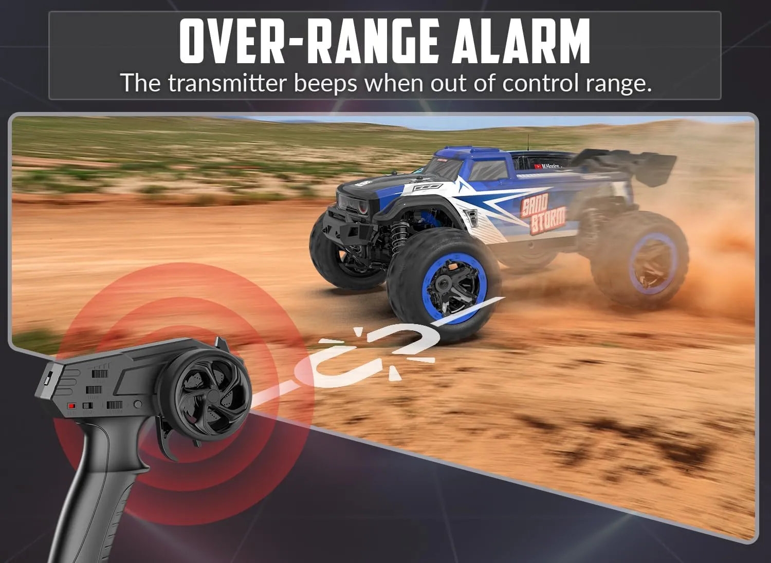 RACENT 1:16 RC Truck 4x4 Hobby RC Car 40KPH High Speed Remote Control Truck for Kids Adults, Off-Road Monster Truck with 2.4Ghz Radio Control, 2 Batteries