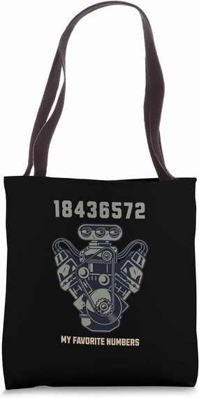 Racing V8 Engine Firing Order Classic Car Guy Automotive Fan Tote Bag