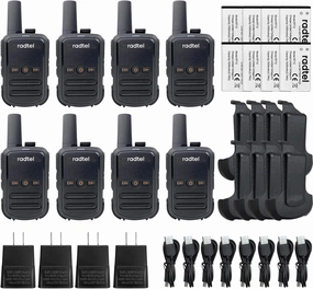 Radtel RT12 Rechargeable Walkie Talkies for Adults Long Range Handheld FRS Two Way Radio 16CH Handsfree VOX for Camping Hiking (8 Pack)