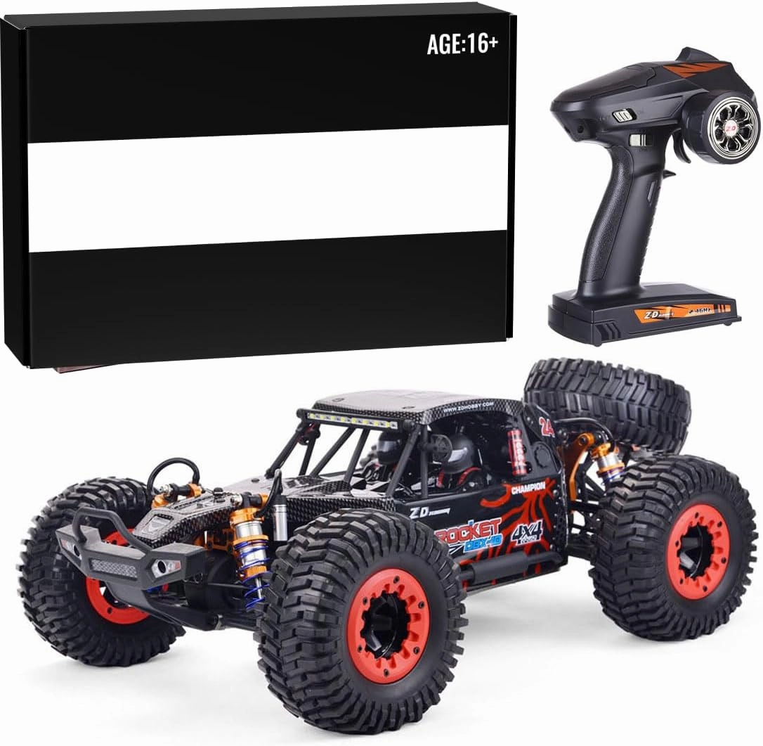 RAHEL Rocket DBX-10 RC Car Desert Off-Road Vehicle That Works, Collectible 1:10 4WD 80km/H 2.4G Brushless Motor ZD Racing Car Model Toy with Lights - RTR Version/Red