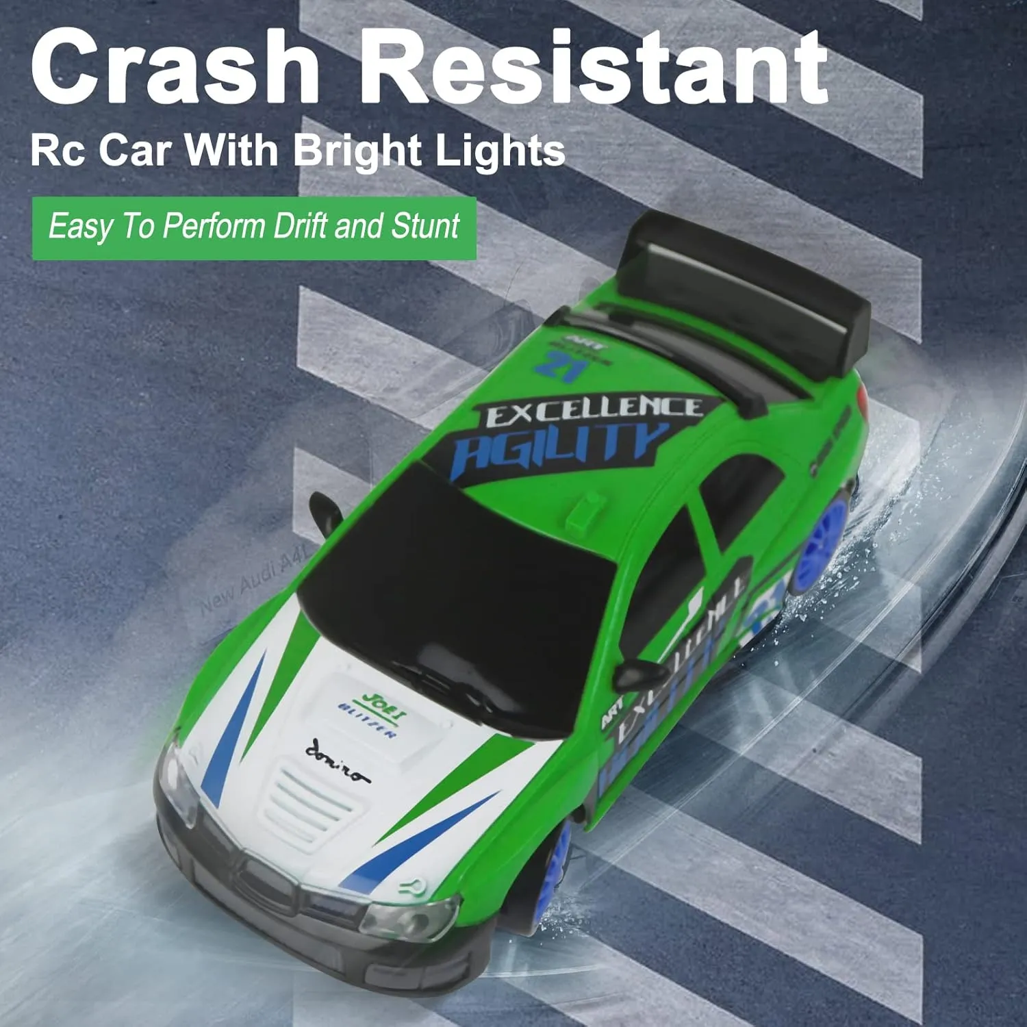 RC Drift Car Remote Control Car 2.4GHz 1:24 Scale 4WD 15KM/H High Speed Model Vehicle LED Lights Drifting Tire Racing Sport Toy Car for Adult Boys Girls Kids Gift 2Pcs Rechargeable Batterie