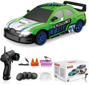 RC Drift Car Remote Control Car 2.4GHz 1:24 Scale 4WD 15KM/H High Speed Model Vehicle LED Lights Drifting Tire Racing Sport Toy Car for Adult Boys Girls Kids Gift 2Pcs Rechargeable Batterie