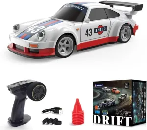 RC Electric Mini Racing Drift Car, 1/43 2.4GHz Full Proportional 4WD High Speed Race Car with Linkage Light, Max Speed 15km/h RC Hobbyist Gift