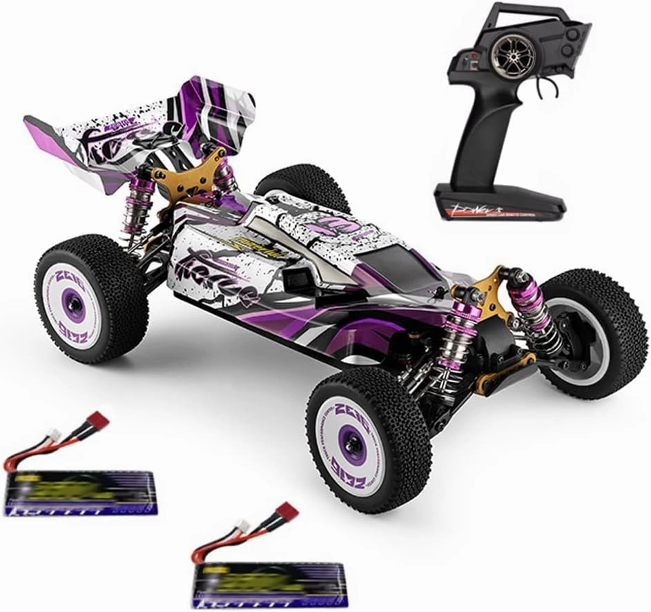 RC Car,1:12 55km/h High Speed Racing Car, 2.4GHz Remote Control Car for Adults Kids, Hobby Grade Off-Road Buggy Car, Aluminum Alloy Chassis, Zinc Alloy Gear and 2 Batteries