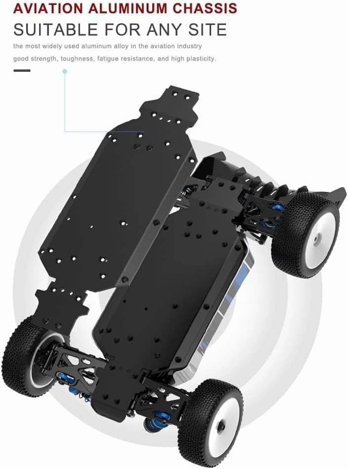 RC Car, 1/14 Scale 2.4GHz Remote Control Car, 4WD 60km/h High Speed Racing Car, Off-Road Buggy Drift Car RTR with Aluminum Alloy Chassis, Fast Race Buggy Hobby Car