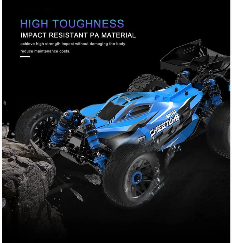 RC Car, 1/14 Scale 2.4GHz Remote Control Car, 4WD 60km/h High Speed Racing Car, Off-Road Buggy Drift Car RTR with Aluminum Alloy Chassis, Fast Race Buggy Hobby Car