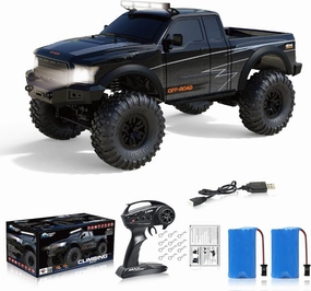 RC Cars RC Crawler 1/10 Scale RTR Remote Control Car 4WD 2.4GHz Brushed Offroad Racing Hobby Grade Model Vehicle with LED Lights 2Pcs Battery Toy for Kids and Adults