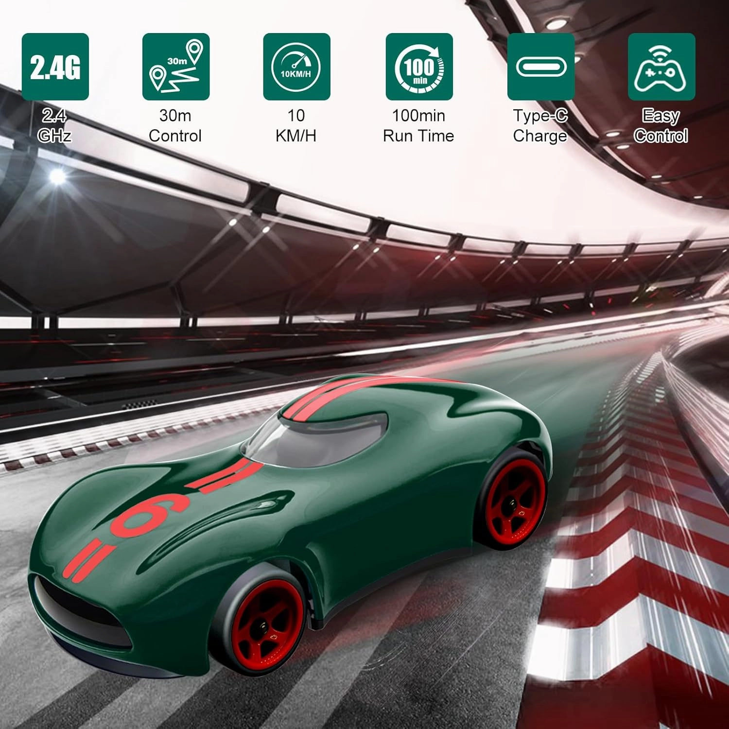 RC Drift Car, Speedster Rechargeable Remote Control Sport Racing Toy Model 10KM/H  High Speed RWD with Differentia Ultimate Gift for Car Lovers & Racers