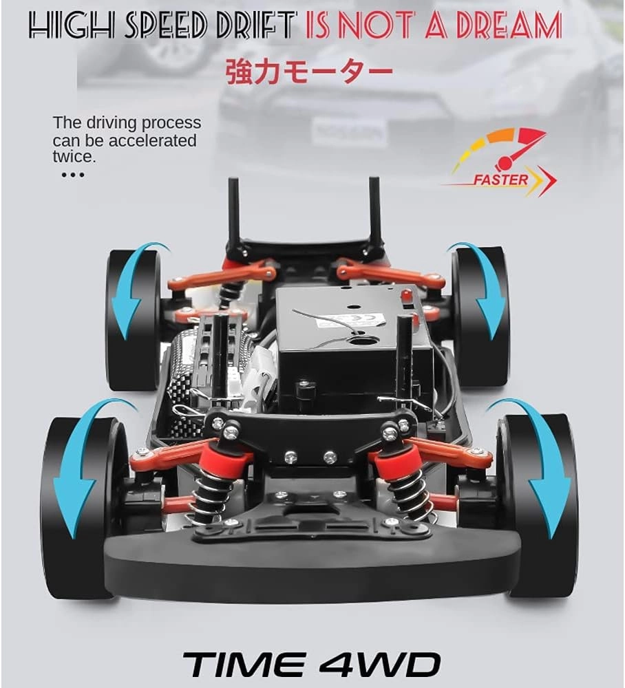 RC Drift Cars 1:10 Remote Control Car 70km/h Drift Vehicle with 2 Battery 4WD High Speed Sport Racing Car Xmas Birthday Gift for Kids Teens Adult