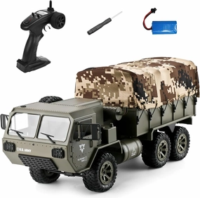 RC Military Truck 6x6 Road Remote Control Car 1/12 Scale Remote Control Truck 4WD All Terrain RC Rock Crawler 4x4 Army Toys for Kids Children Boy Gift
