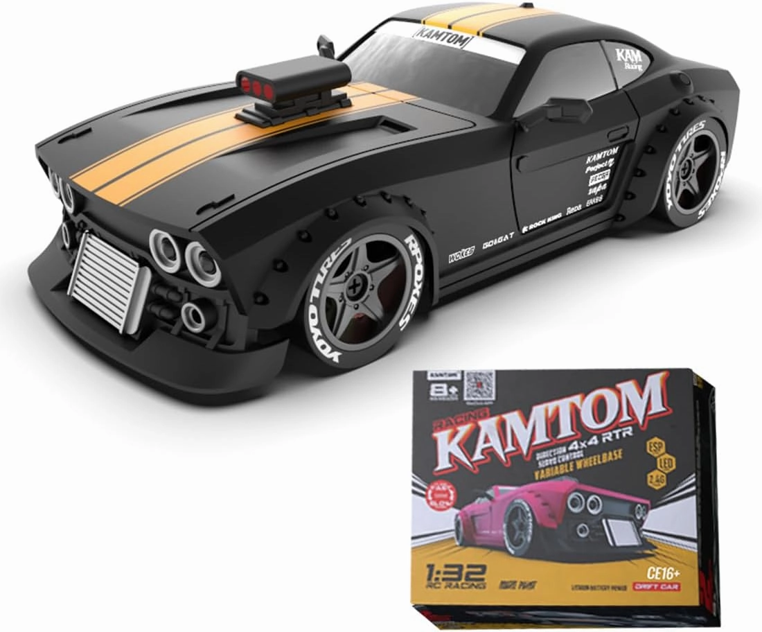 RC Mini Electric Drift Off Road Vehicle Model, 1/32 2.4G Electric Vehicle Model with LED Headlights Remote Control Car, for Boys (RTR Version/Green)