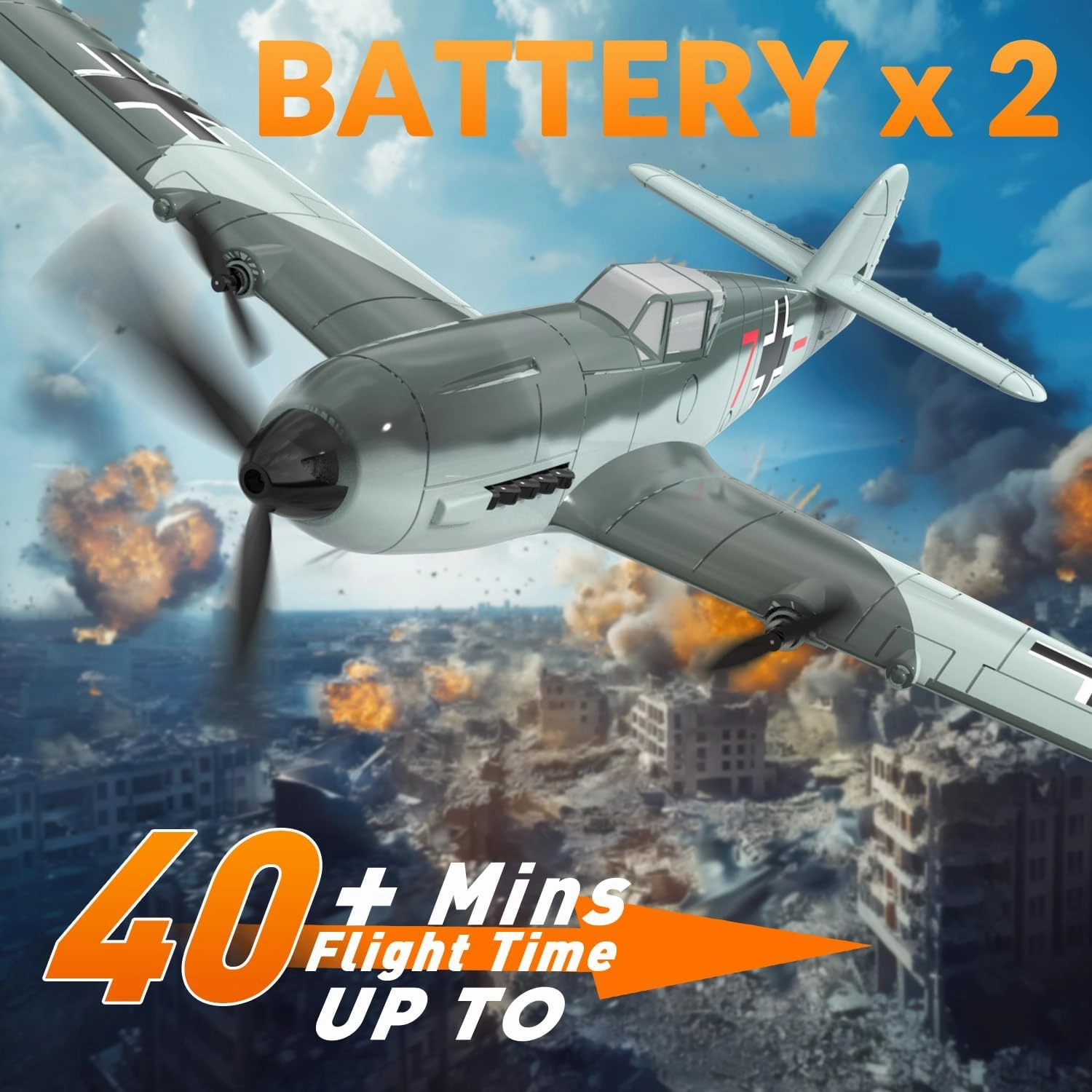 RC Plane RTF for Beginners,2.4Ghz 3CH Remote Control Airplane Easy to Fly with Gyro Stabilization，Outdoor Hobby WWII,with Xpilot Stabilization System (FW190)