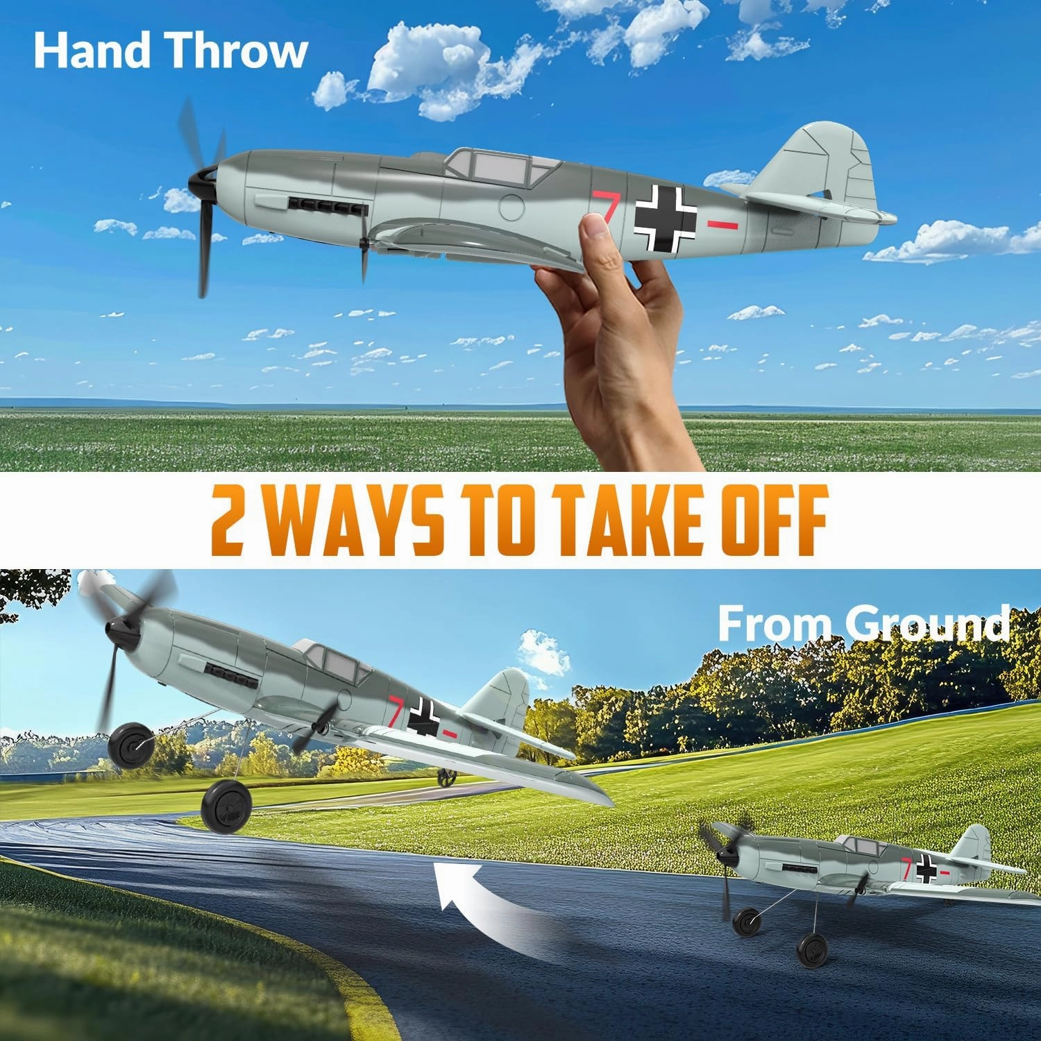 RC Plane RTF for Beginners,2.4Ghz 3CH Remote Control Airplane Easy to Fly with Gyro Stabilization，Outdoor Hobby WWII,with Xpilot Stabilization System (FW190)