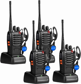 Rechargeable walkie talkies for Adults with Upgraded Earpieces and Li-ion Battery,Two Way radios has VOX/TOT/Emergency Alarm/Battery Low Alert/Flashlight/Scan Function（4 Pack）