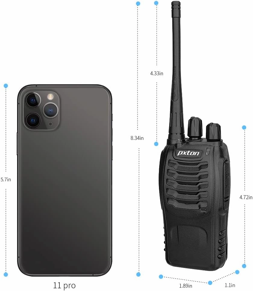 Rechargeable walkie talkies for Adults with Upgraded Earpieces and Li-ion Battery,Two Way radios has VOX/TOT/Emergency Alarm/Battery Low Alert/Flashlight/Scan Function（4 Pack）