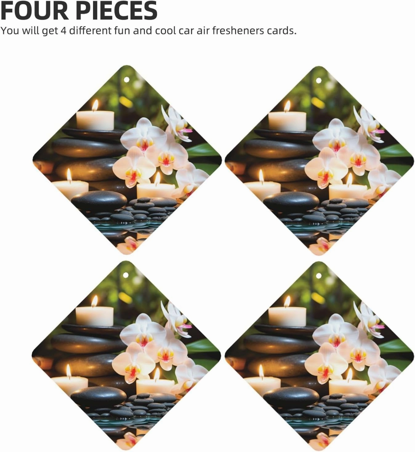 Relaxation with Massage Spa Car Air Fresheners 4 Pcs Hanging Scented Cards for Car Air Freshener Fragrance Scented Cards Funny Car Aromatherapy Tablet for Rearview Mirror Wardrobe Shoe Cabinet