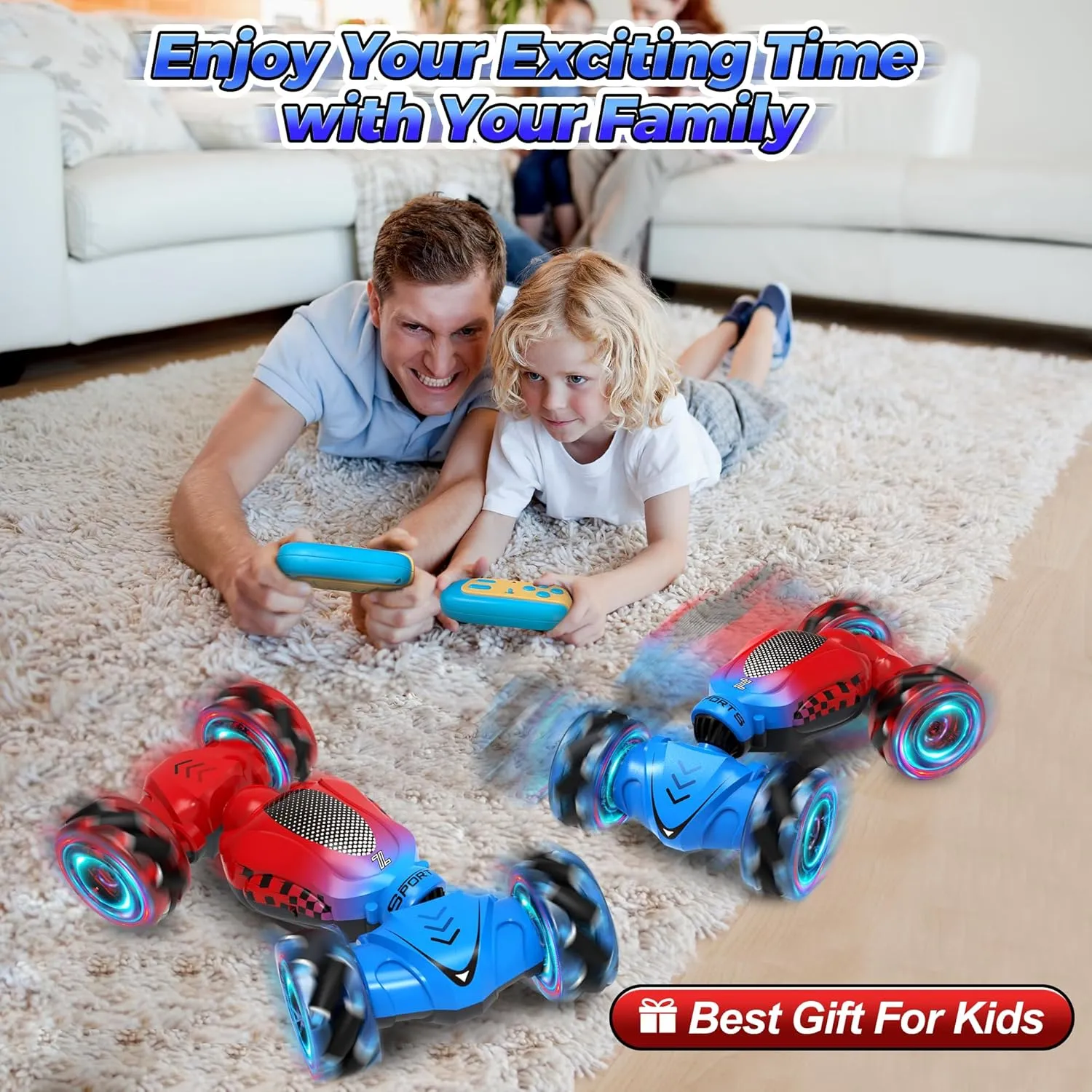 Remote Cars for Kids Ages 4-8, Toys for Ages 5-7, Gift for 4 5 6 7 8-13 Years Old, Gesture Sensing RC Stunt Car with Lights, Remote Control Car for Boys 8-12, Birthday Gift for Kids